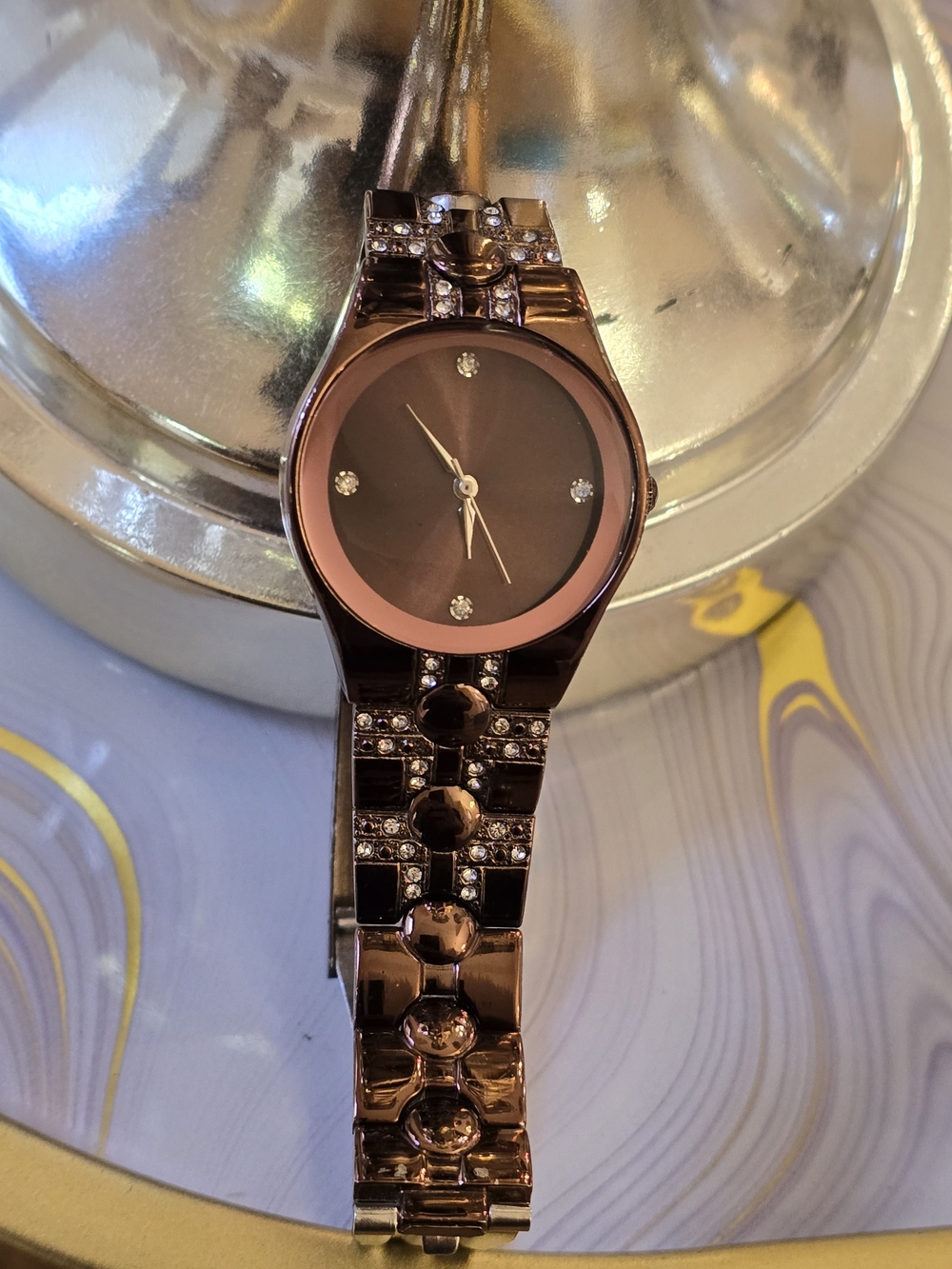 Women's Rose-Tone Crystal Accent Bracelet Watch